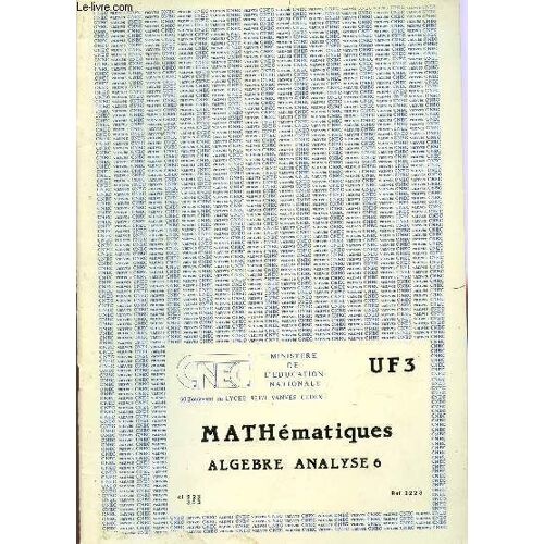 Mathematiques - Algebre Analyse 6 / Uf3.