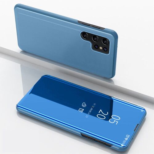 Housse pour Samsung Galaxy S23 Plus 5G - etui coque portefeuille clear view + verre trempe - BLEU