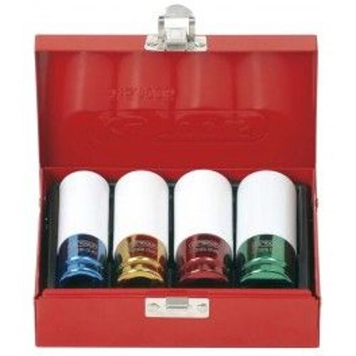 Jeu de 4 douilles a choc pour jantes aluminium KS, Ø17, 19, 21, 22 mm