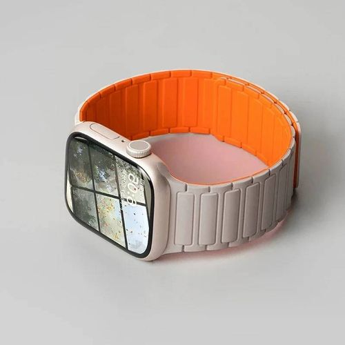 Bracelet En Silicone Pour Apple Watch,46mm 42mm 49mm 45mm 41mm 44mm 40mm,Bracelet Magnétique Pour Iwatch Ultra Série 3/2 11 10 9 8 7 6 Se 5-38 40 41mm S10-42mm-Starlighto