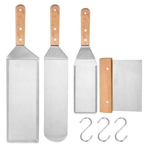 Acier inoxydable Spatule Plaque Chauffante Accessoire Grill Spatule Grattoir Pour Fer Teppanyaki Bbq Pancake Tur