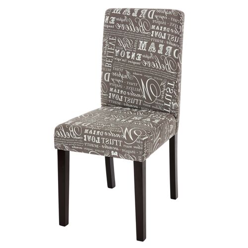 Chaise de salle à manger Littau, chaise de cuisine, tissu/textile   écriture gris, pieds foncés