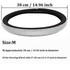 38cm Housse De Volant En Cuir Pu 36cm/38cm, Diamant, Strass Cristal Scintillant, Accessoires De Voiture Pour Vw Opel Toyota Nissan Ford "Nipseyteko"