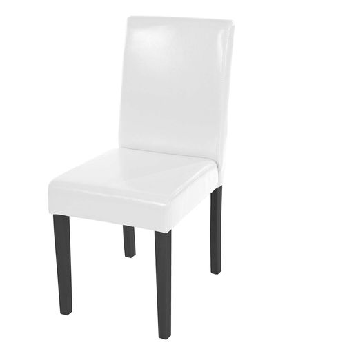 Chaise De Salle À Manger Littau, Chaise De Cuisine, Cuir   Blanc, Pieds Foncés