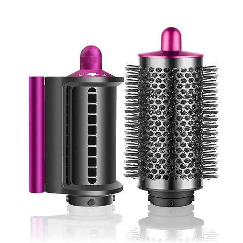Large Round Volumizing Brush And Anti-Flight Smoothing Attachment For Rose Red