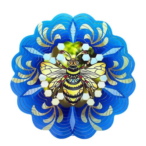 Bee Wind Spinners 3D Hanging Wind Spinner Bee Ornament Gifts, Sculpture cinétique de vent en fer pour décor extérieur et intérieur