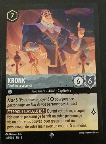Carte Lorcana Disney (Chapitre 5) Super Rare (185/204) Kronk - Chef De La Sécurité