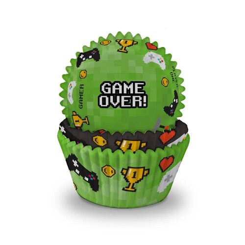 75 Caissettes Cupcake Muffin Jeux Vidéo 5x3.2cm