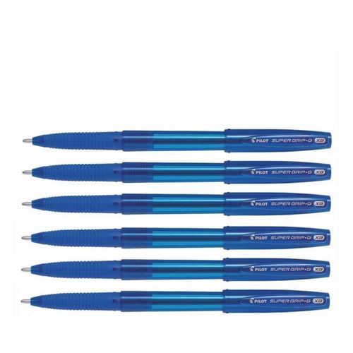 Pilot Lot De 6 Stylos Bille Super Grip G À Capuchon Pte Extra Large Bleu