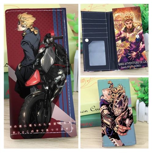 Anime JoJo Bizarre Adventure kaki hommes à deux volets PU synthétique portefeuille Cool Kujo Jotaro porte-monnaie pince à billets--5