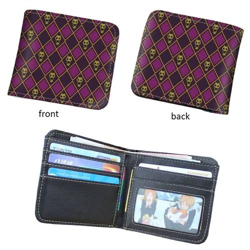 Anime JoJo Bizarre Adventure kaki hommes à deux volets PU synthétique portefeuille Cool Kujo Jotaro porte-monnaie pince à billets--JO1
