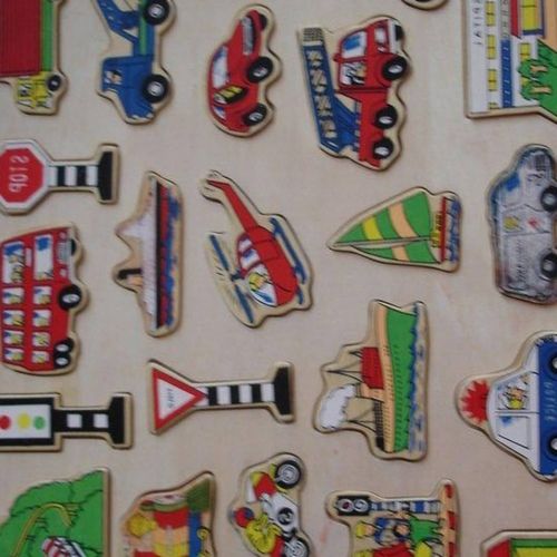 Puzzle En Bois Theme Les Transports.Grand Modéle 40x30cm
