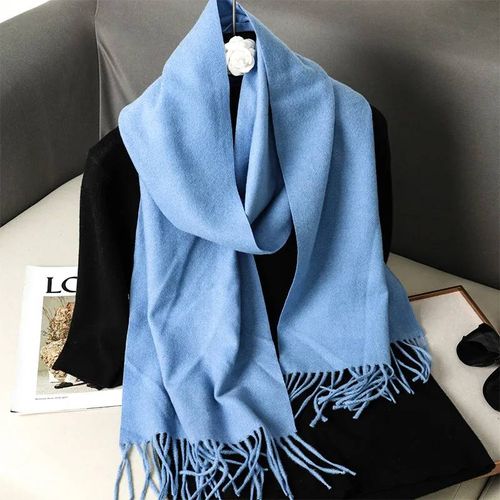 62 Couleurs Solide Femmes Hiver Écharpe Chaud Épaissir Cachemire Châle En Plein Air Mode Luxe Glands Pashmina Dame Wrap Coupe-Vent Foulards-33x180cm-Dfp001-04