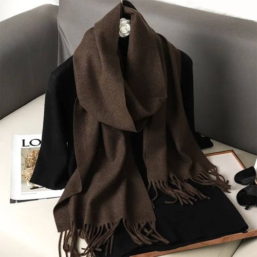 62 Couleurs Solide Femmes Hiver Écharpe Chaud Épaissir Cachemire Châle En Plein Air Mode Luxe Glands Pashmina Dame Wrap Coupe-Vent Foulards-33x180cm-Dfp001-60