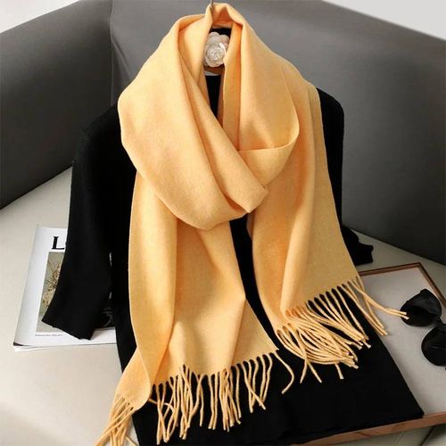 62 Couleurs Solide Femmes Hiver Écharpe Chaud Épaissir Cachemire Châle En Plein Air Mode Luxe Glands Pashmina Dame Wrap Coupe-Vent Foulards-33x180cm-Dfp001-56