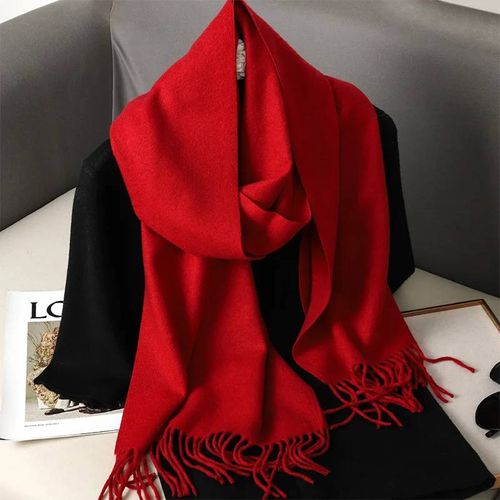 62 Couleurs Solide Femmes Hiver Écharpe Chaud Épaissir Cachemire Châle En Plein Air Mode Luxe Glands Pashmina Dame Wrap Coupe-Vent Foulards-33x180cm-Dfp001-02