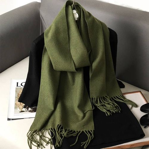 62 Couleurs Solide Femmes Hiver Écharpe Chaud Épaissir Cachemire Châle En Plein Air Mode Luxe Glands Pashmina Dame Wrap Coupe-Vent Foulards-33x180cm-Dfp001-34