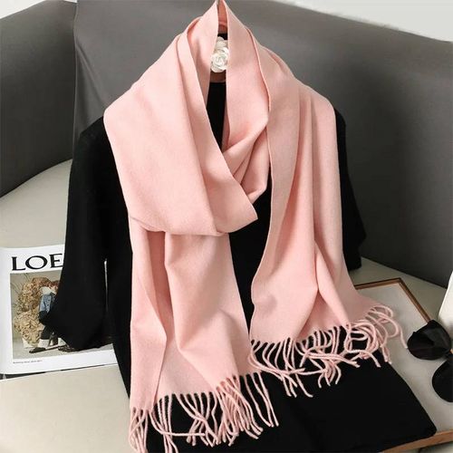62 Couleurs Solide Femmes Hiver Écharpe Chaud Épaissir Cachemire Châle En Plein Air Mode Luxe Glands Pashmina Dame Wrap Coupe-Vent Foulards-33x180cm-Dfp001-06