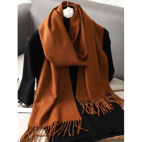 62 Couleurs Solide Femmes Hiver Écharpe Chaud Épaissir Cachemire Châle En Plein Air Mode Luxe Glands Pashmina Dame Wrap Coupe-Vent Foulards-33x180cm-Dfp001-38