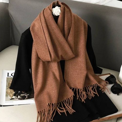62 Couleurs Solide Femmes Hiver Écharpe Chaud Épaissir Cachemire Châle En Plein Air Mode Luxe Glands Pashmina Dame Wrap Coupe-Vent Foulards-33x180cm-Dfp001-19