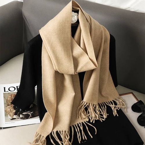 62 Couleurs Solide Femmes Hiver Écharpe Chaud Épaissir Cachemire Châle En Plein Air Mode Luxe Glands Pashmina Dame Wrap Coupe-Vent Foulards-33x180cm-Dfp001-08