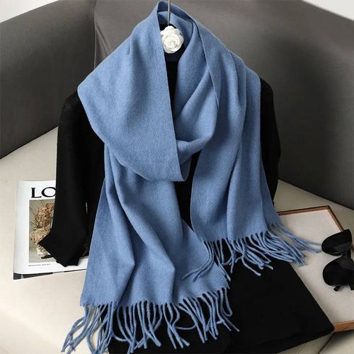 62 Couleurs Solide Femmes Hiver Écharpe Chaud Épaissir Cachemire Châle En Plein Air Mode Luxe Glands Pashmina Dame Wrap Coupe-Vent Foulards-33x180cm-Dfp001-49