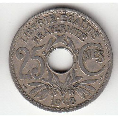 Pièce 25 Centimes Lindauer 1918 - T.T.B.