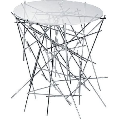 Alessi-Blow Up Table Basse Avec Base En Acier Chromé Et Dessus En Verre
