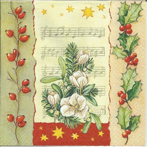 Lot De 2 Serviettes Déco Papier: Portée Musicale En Fête