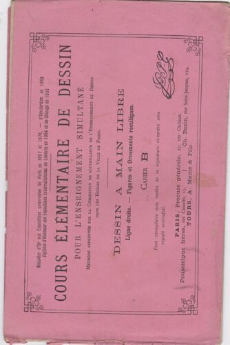 Cours Élémentaire De Dessin Pour L'enseignement Simultané. - Dessin À Main Libre. Ligne Droite. - Figures Et Ornements Rectilignes. Cahier B.