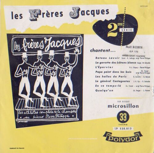 2ème Série Chantent Bateau Lavoir, La Gavotte Des Bâtons Blancs, L'épervier, Papa Peint Dans Les Bois, Les Halles De Paris, Le Général Castagnetas, En Ce Temps-Là, Quelqu'un