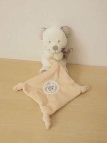 Doudou Ours Beige Blanc Mon Coeur Pommette