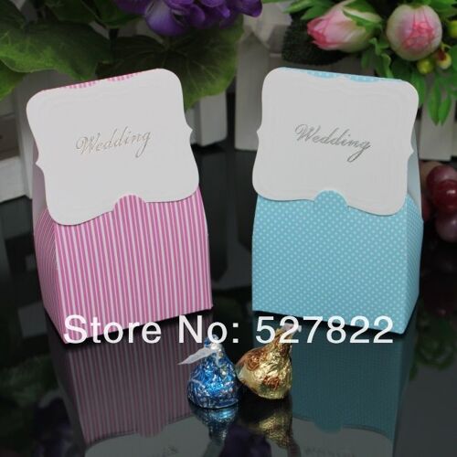 Boîtes à bonbons roses et bleues pour faveurs de mariage, fournitures de fête, décoration de réception cadeau pour bébé, 100 pièces/lot, nouvelle collection, livraison gratuite