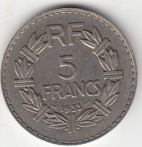 Pièce De 5 Frs Lavrillier 1933   Tb.-Ttb .