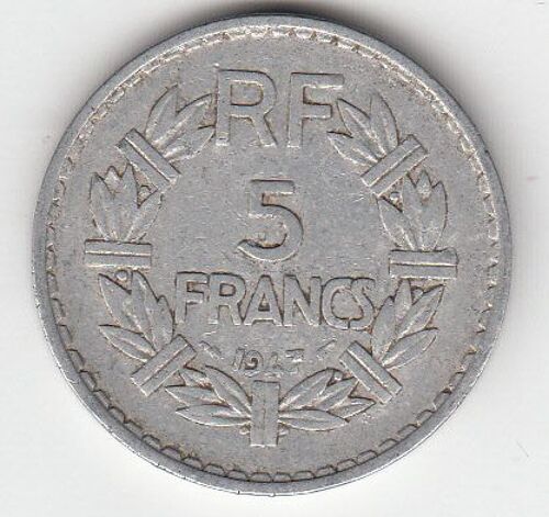 Pièce De 5 Frd  1947  Lavrillier Ttb