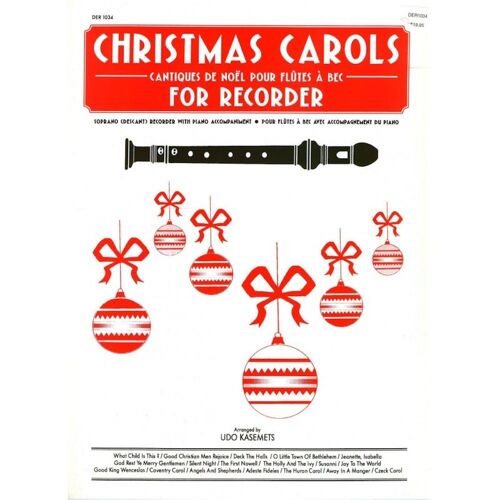 Udo Kasemets Christmas Carols For Recorder (Ed. Barendol)