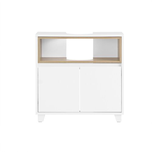 Meuble sous Lavabo avec 2 portes effet bois blanc