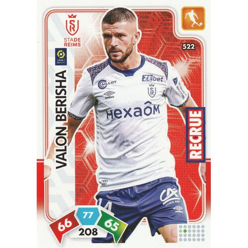 522 - Carte Panini Adrenalyn Xl - Foot 2020 / 2021 - Valon Berisha - Reims - Recrue
