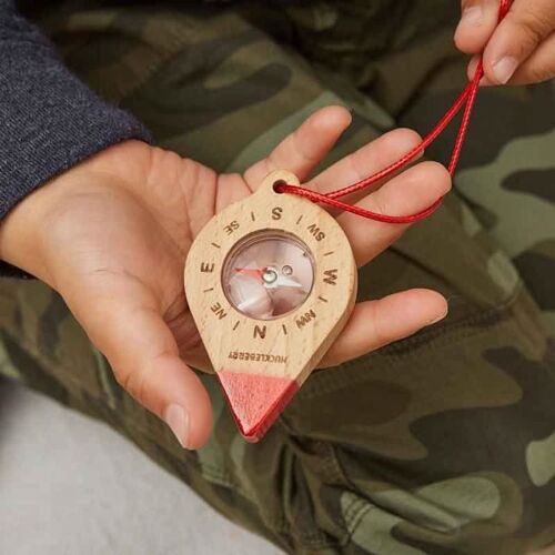 Boussole En Bois Pour Enfant - Avec Attache