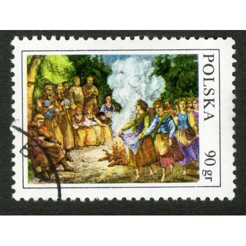 Timbre Oblitéré Polska, Polskie Zwyczaje Ludowe - Sobotka U Slowian, 90 Gr