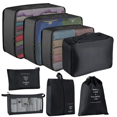 Sacs d'emballage pour valise, ensemble d'organisateurs de bagages de voyage légers 9pcs, imperméables à l'eau