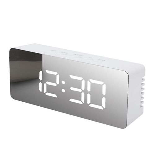 Led Miroir Horloge Numérique Chambre Bureau Voyage Électronique Table Horloge Bureau Réveil Temperatu