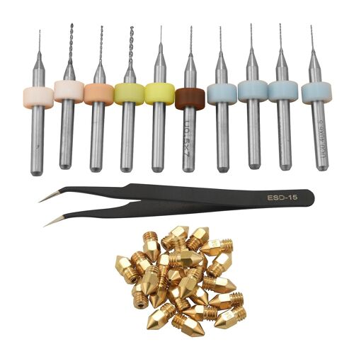Kit Mk8 Extruder Nozzles Copper Print Head With Cleaning Drill Bits For -10