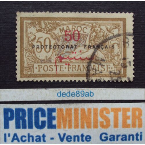 Maroc.. 50c Poste Française 1914 . Allégorie . Surchargé Protectorat Français . Oblitéré.
