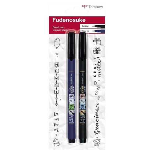 Tombow Feutre Dessin Et Calligraphie Pointe Brush Fudenosuke Pack Noir Souple Et Dure