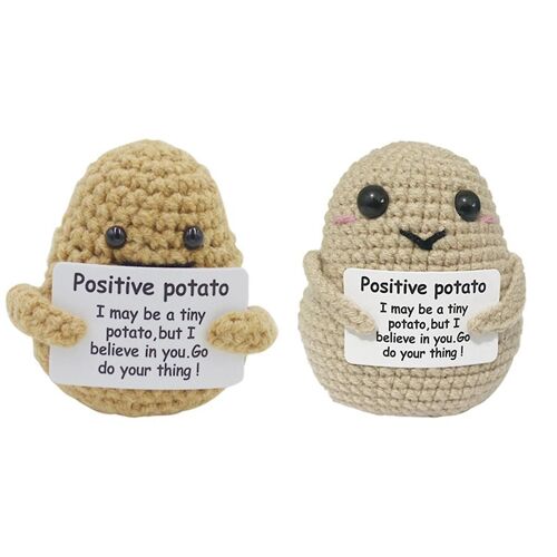 Pomme de terre positive Mini poupées de pommes de terre tricotées avec des cartes d'affirmation positive, fabriqués à la main en laine Pl 2pcs