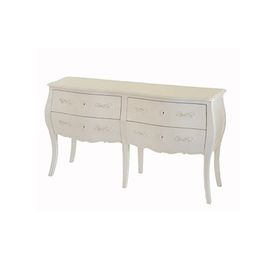 Commode Double 4 Tiroirs 140x40x80 Cm Blanc - Charmy