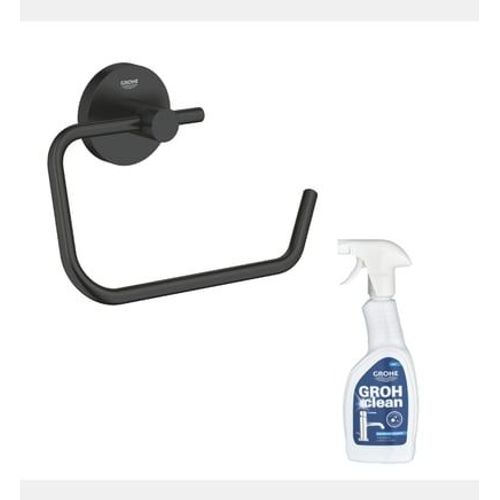 Dérouleur de papier mural WC Start noir mat + nettoyant GrohClean