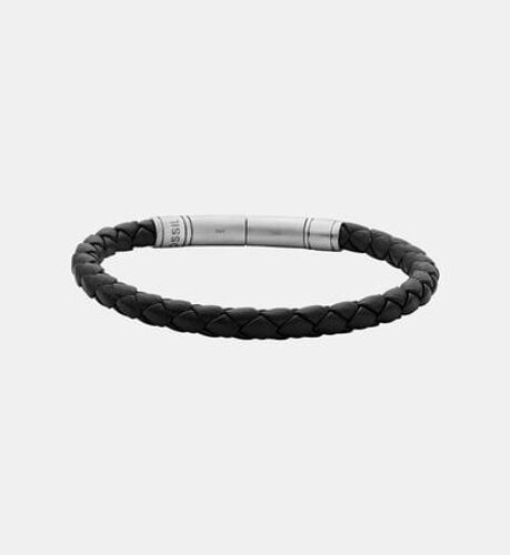 Fossil - Bracelet En Cuir Tressé - Gris