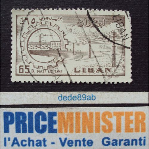 Liban.. 65p Poste Aérienne . Usines,Roue Dentée & Pylônes Électriques . Oblitéré.